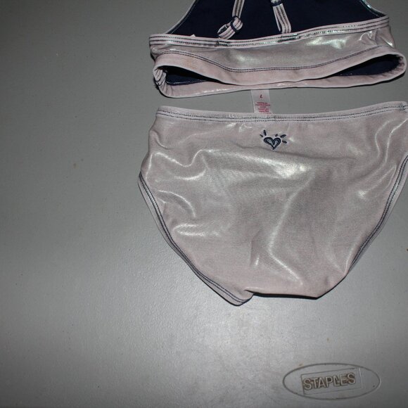 Silver & Blue 2 Pcs Justice Bikinim Swimsuit Size 7 - Picture 7 of 10